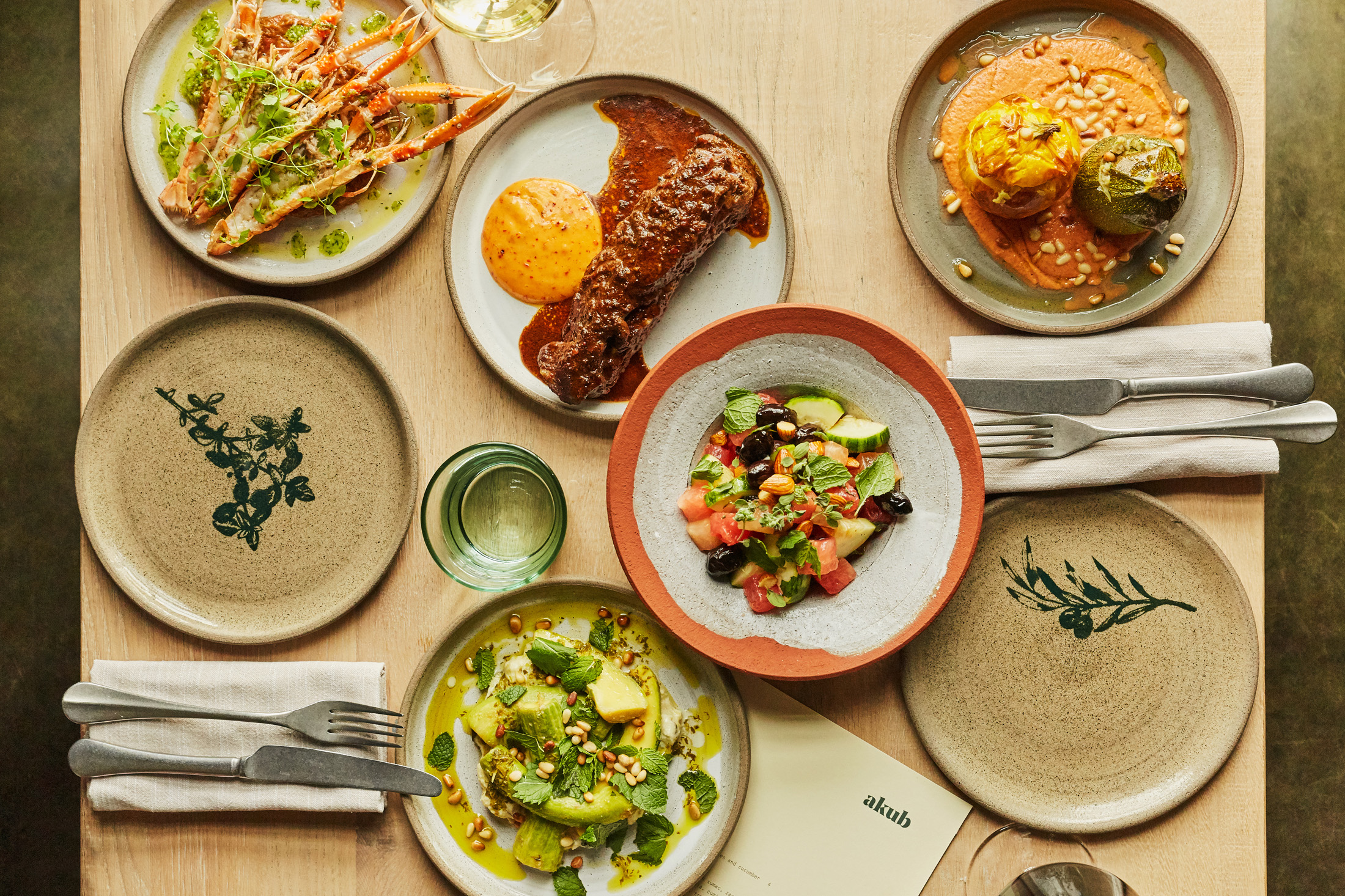 The best restaurants to visit in Notting Hill - a lunch spread at Akub